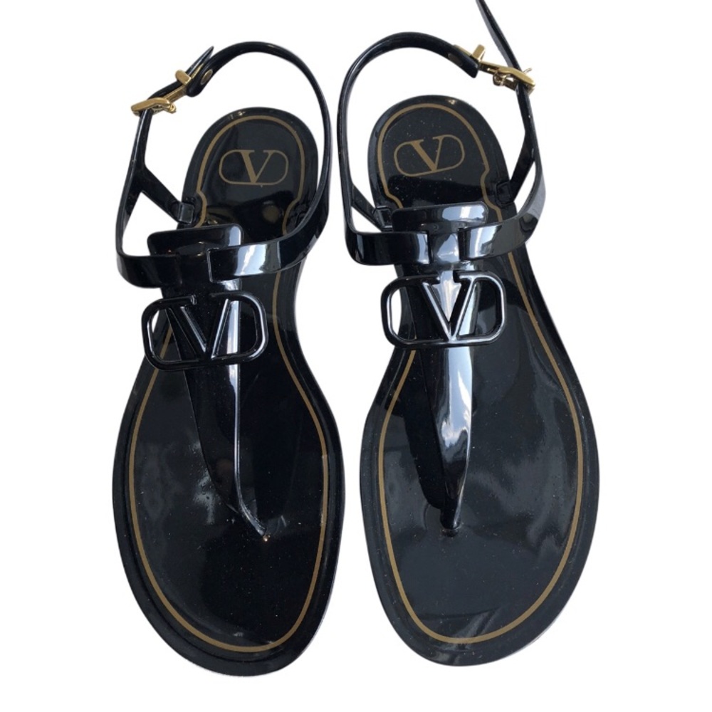 Valentino Garavani Black Glossy Sandals